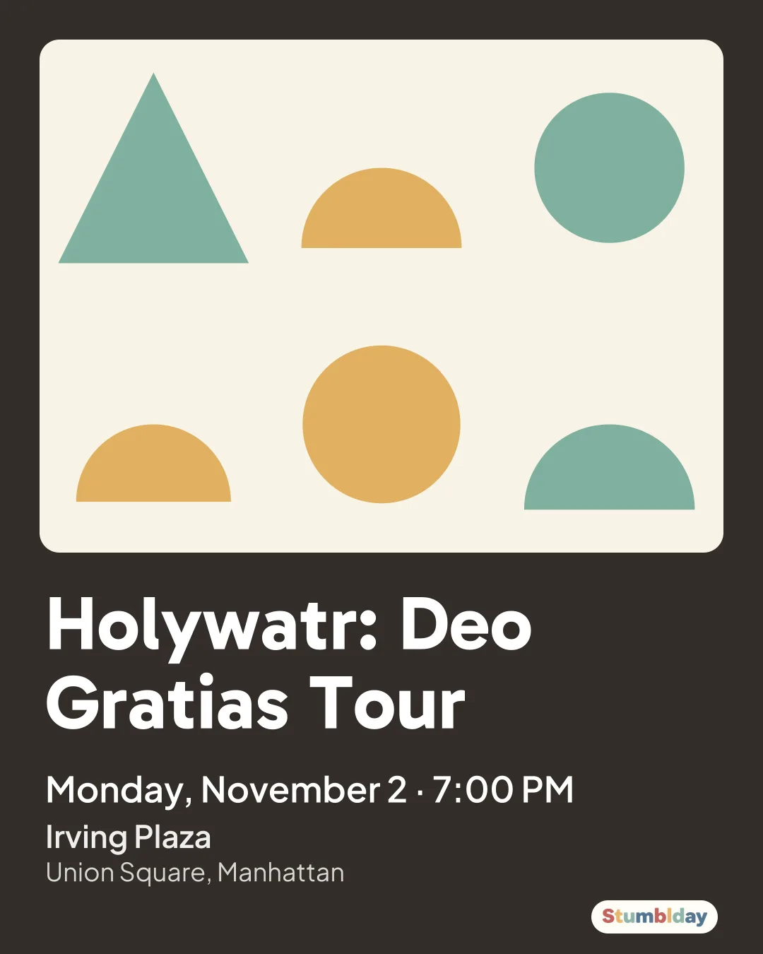 Flyer for Holywatr: Deo Gratias Tour: Monday, November 2 · 7:00 PM at Irving Plaza