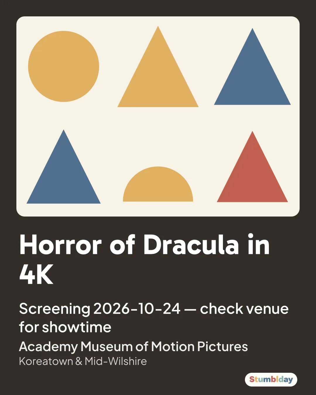 Flyer for Horror of Dracula in 4K: Screening 2026-10-24 — check venue for showtime at Academy Museum of Motion Pictures