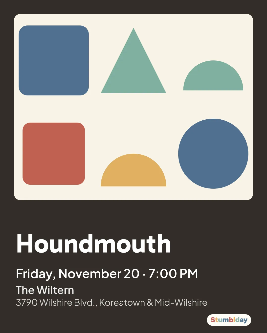 Flyer for Houndmouth: Friday, November 20 · 7:00 PM at The Wiltern