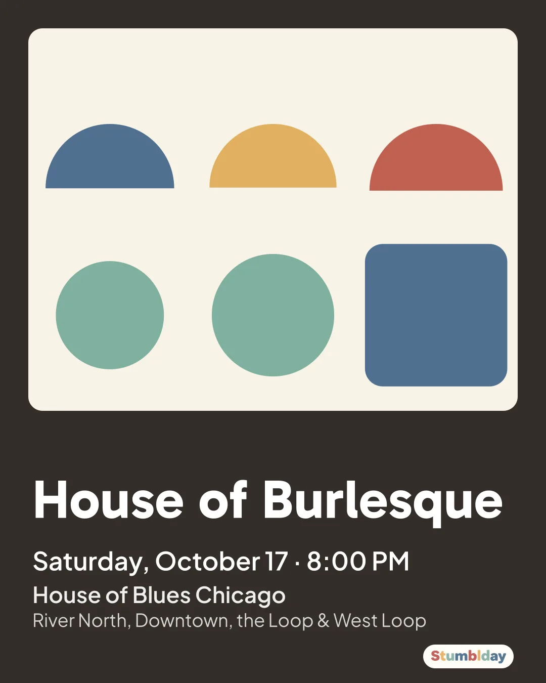 Flyer for House of Burlesque: Saturday, October 17 · 8:00 PM at House of Blues Chicago