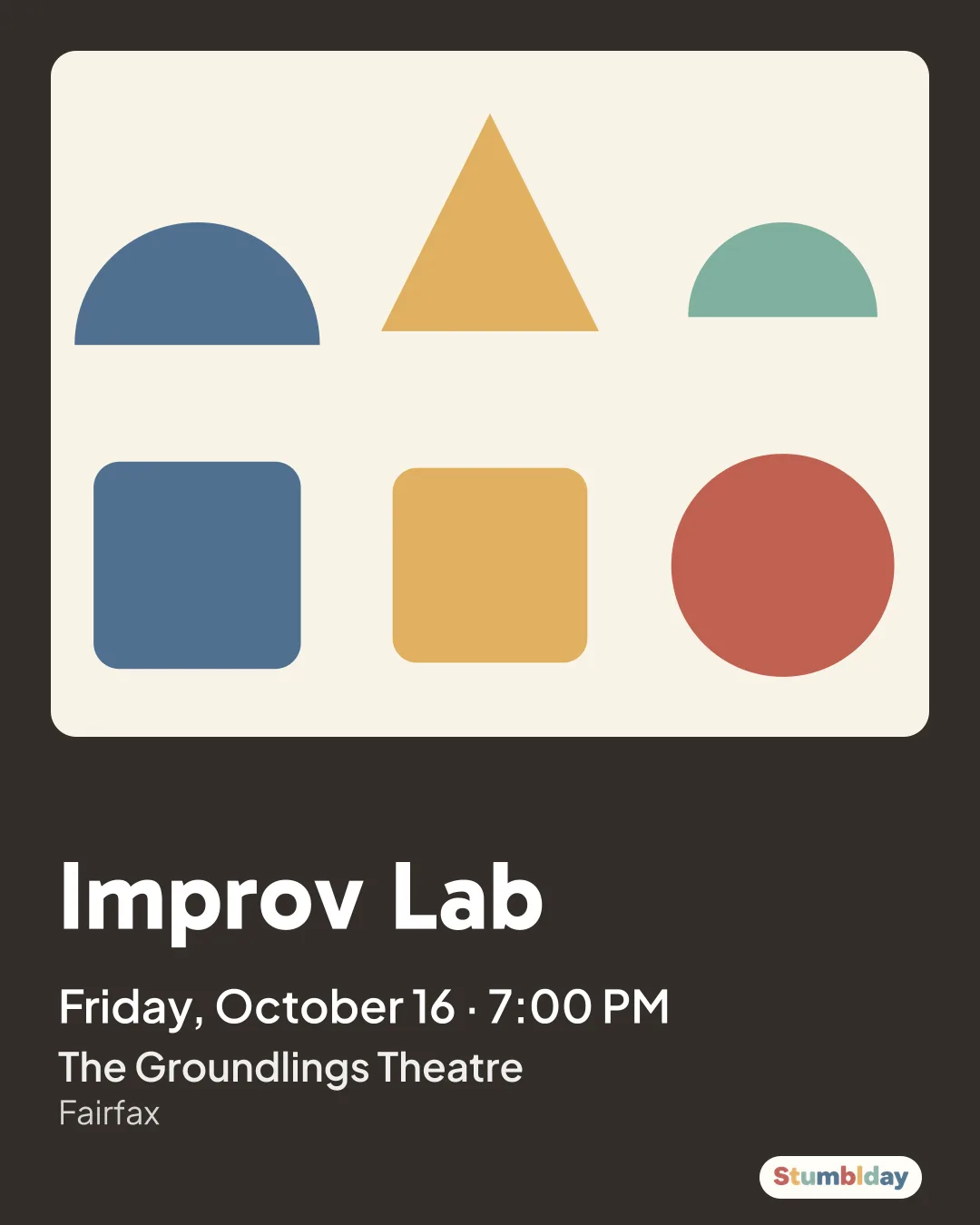 Flyer for Improv Lab: Friday, October 16 · 7:00 PM at The Groundlings Theatre