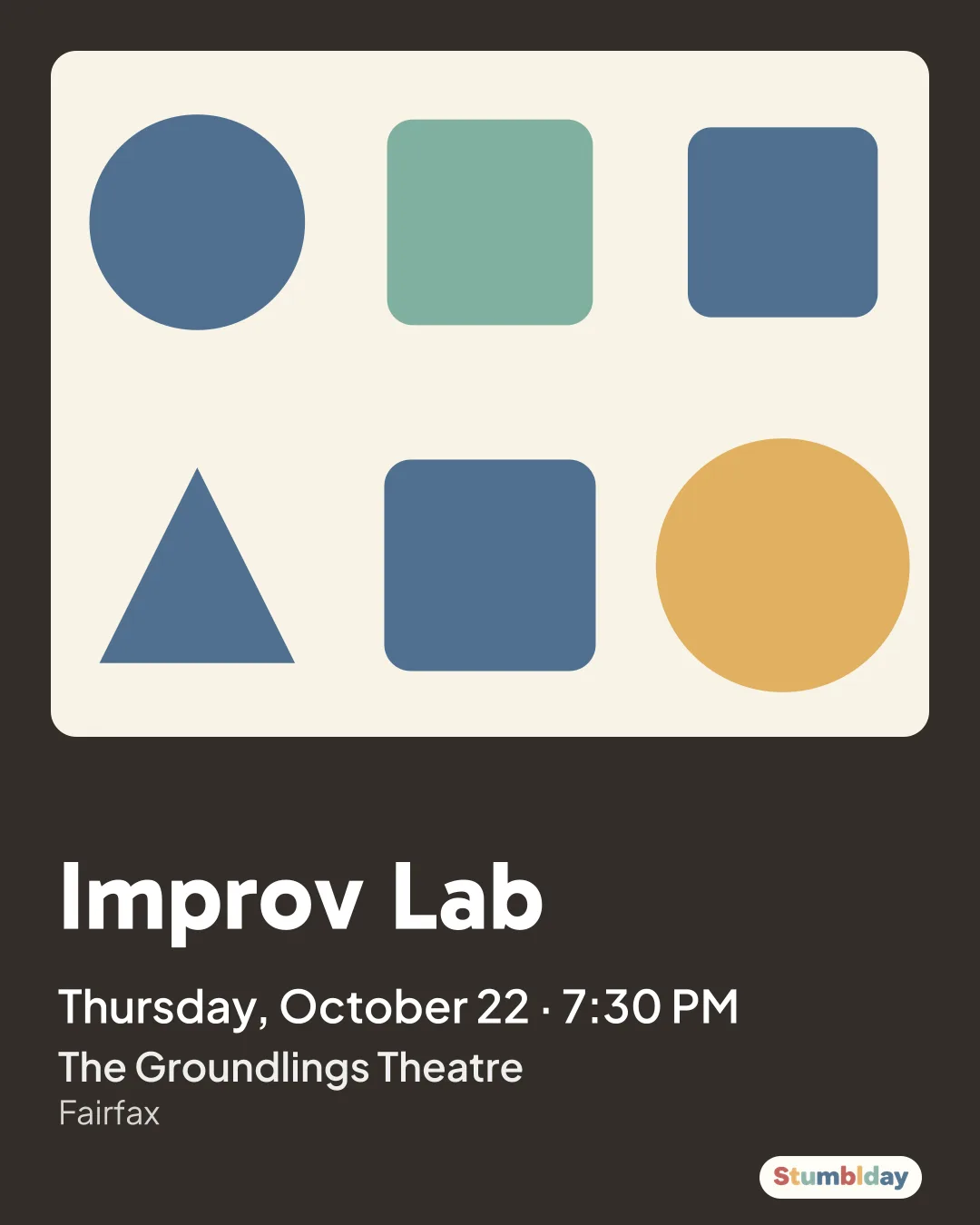 Flyer for Improv Lab: Thursday, October 22 · 7:30 PM at The Groundlings Theatre