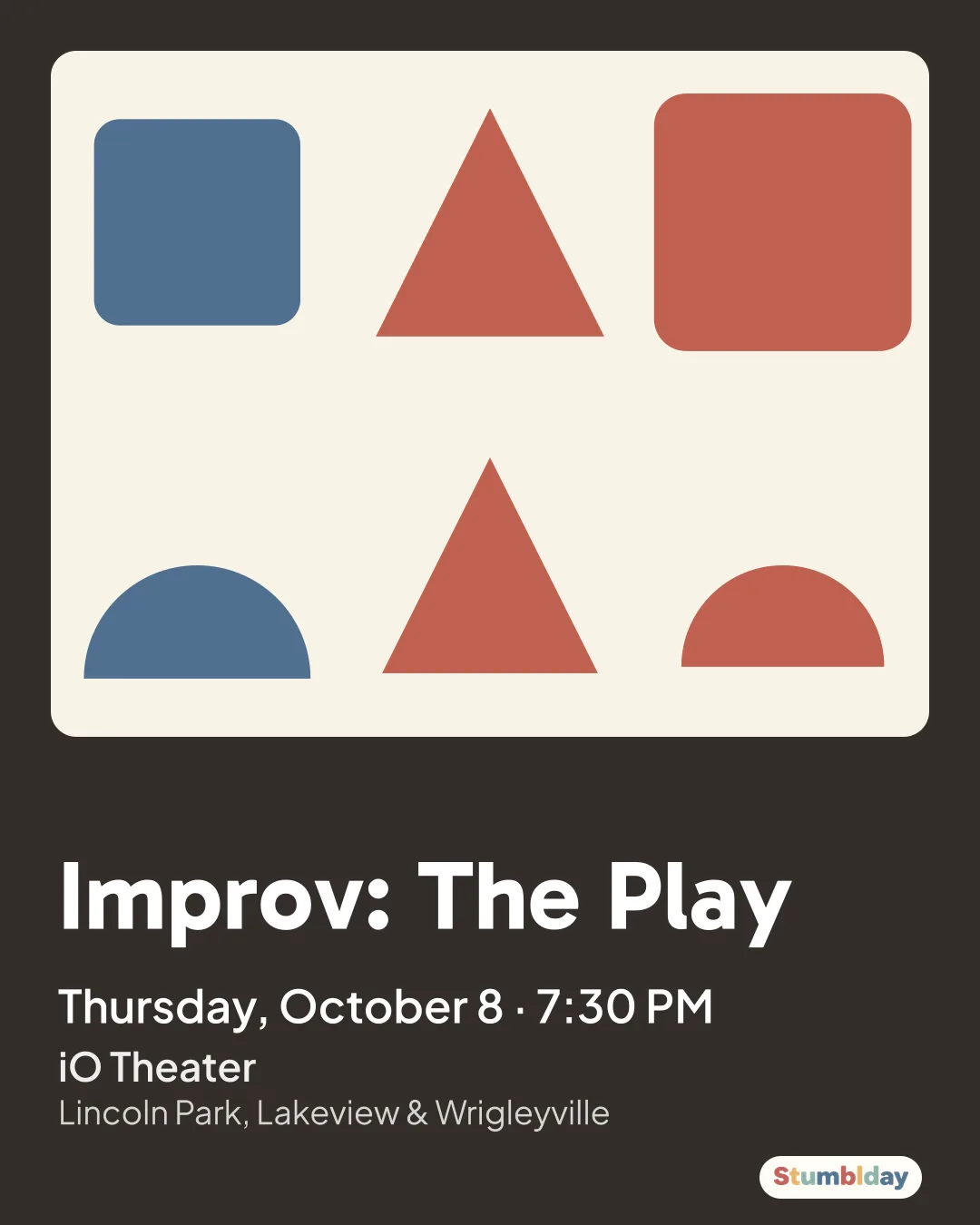 Flyer for Improv: The Play: Thursday, October 8 · 7:30 PM at iO Theater