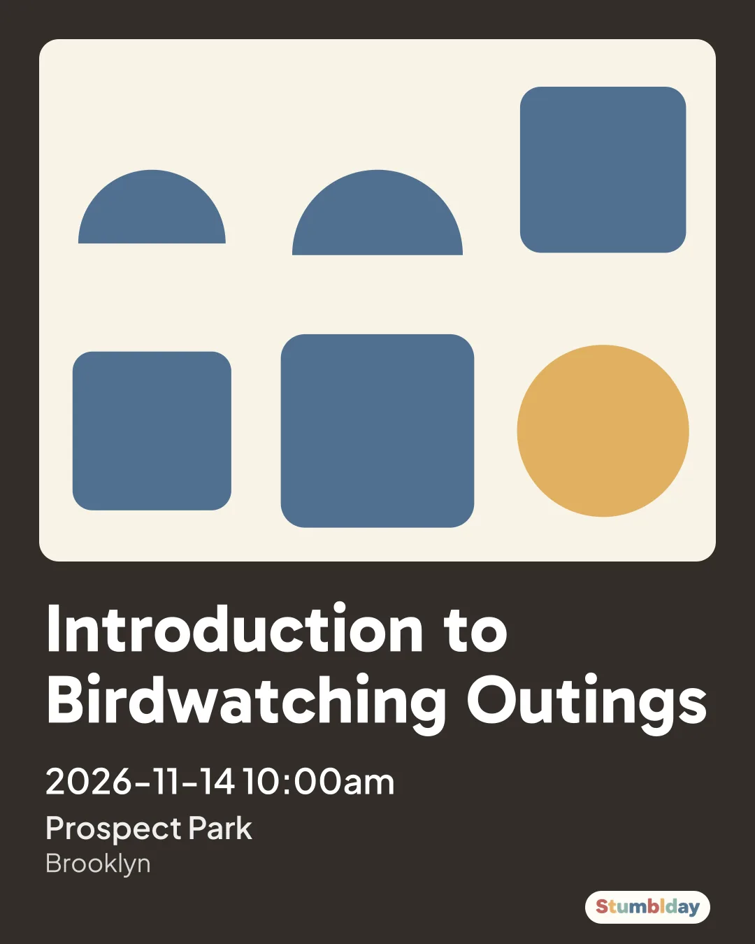 Flyer for Introduction to Birdwatching Outings: 2026-11-14 10:00am at Prospect Park