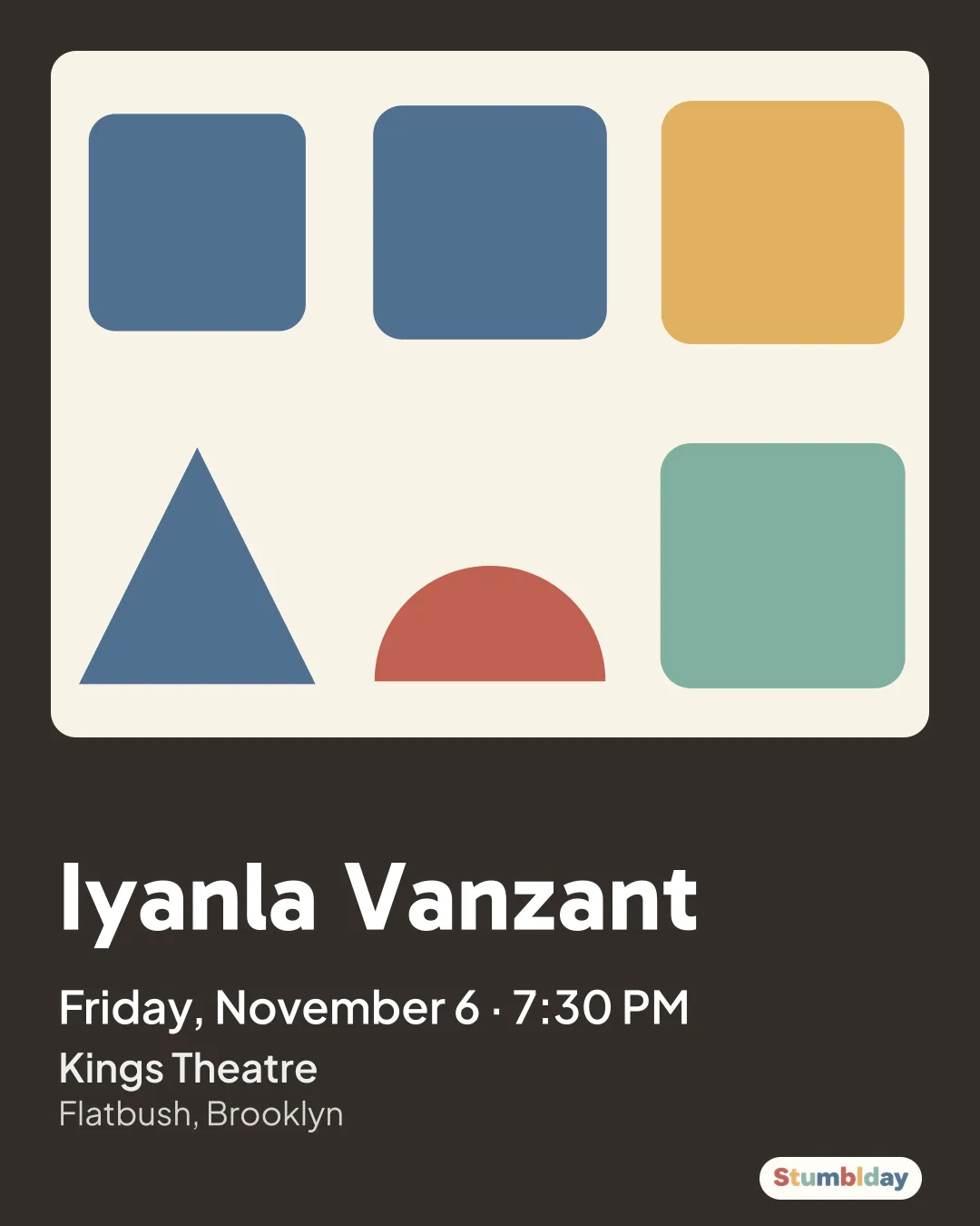 Flyer for Iyanla Vanzant: Friday, November 6 · 7:30 PM at Kings Theatre