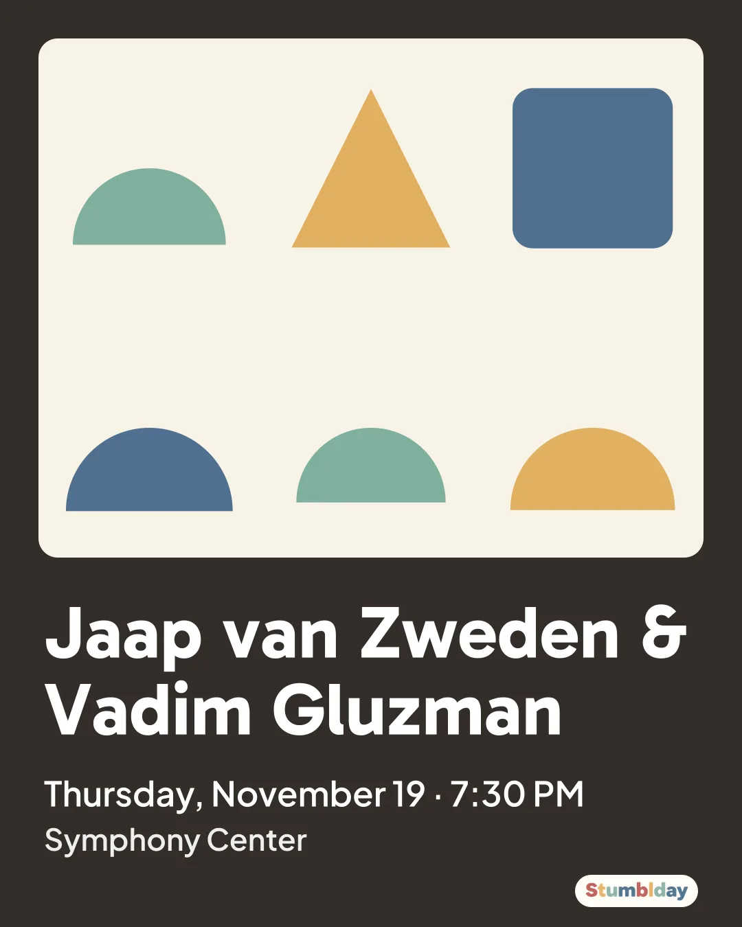 Flyer for Jaap van Zweden & Vadim Gluzman: Thursday, November 19 · 7:30 PM at Symphony Center