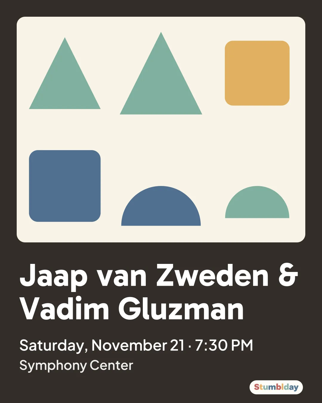 Flyer for Jaap van Zweden & Vadim Gluzman: Saturday, November 21 · 7:30 PM at Symphony Center