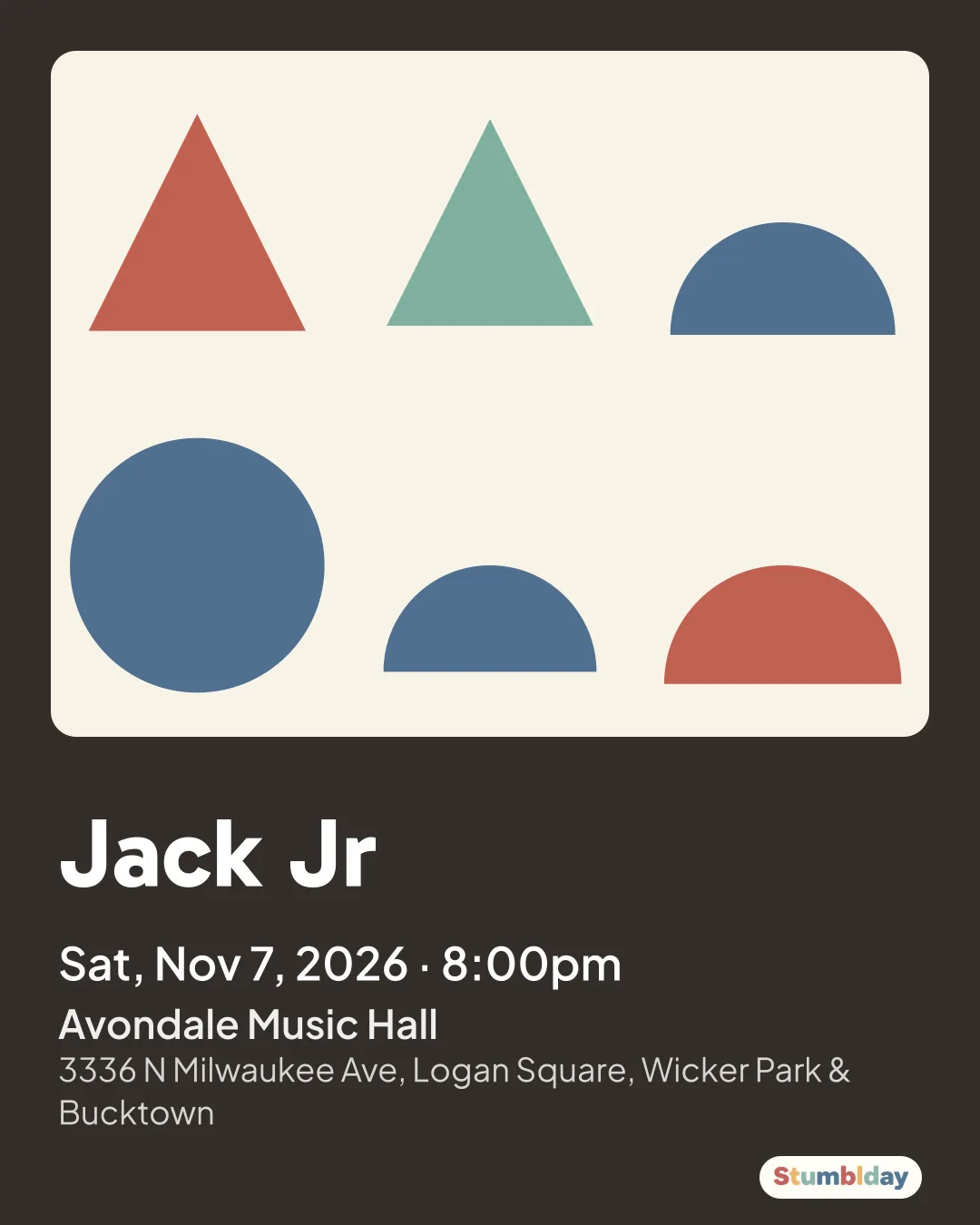 Flyer for Jack Jr: Sat, Nov 7, 2026 · 8:00pm at Avondale Music Hall