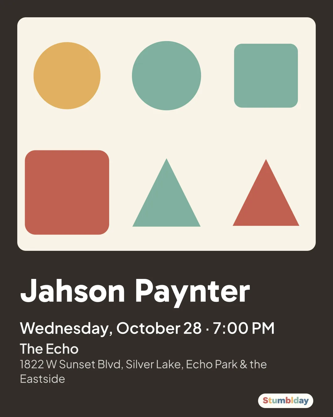 Flyer for Jahson Paynter: Wednesday, October 28 · 7:00 PM at The Echo