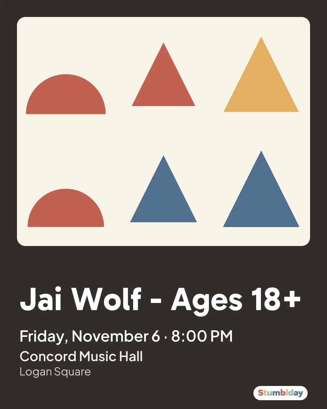 Flyer for Jai Wolf - Ages 18+: Friday, November 6 · 8:00 PM at Concord Music Hall