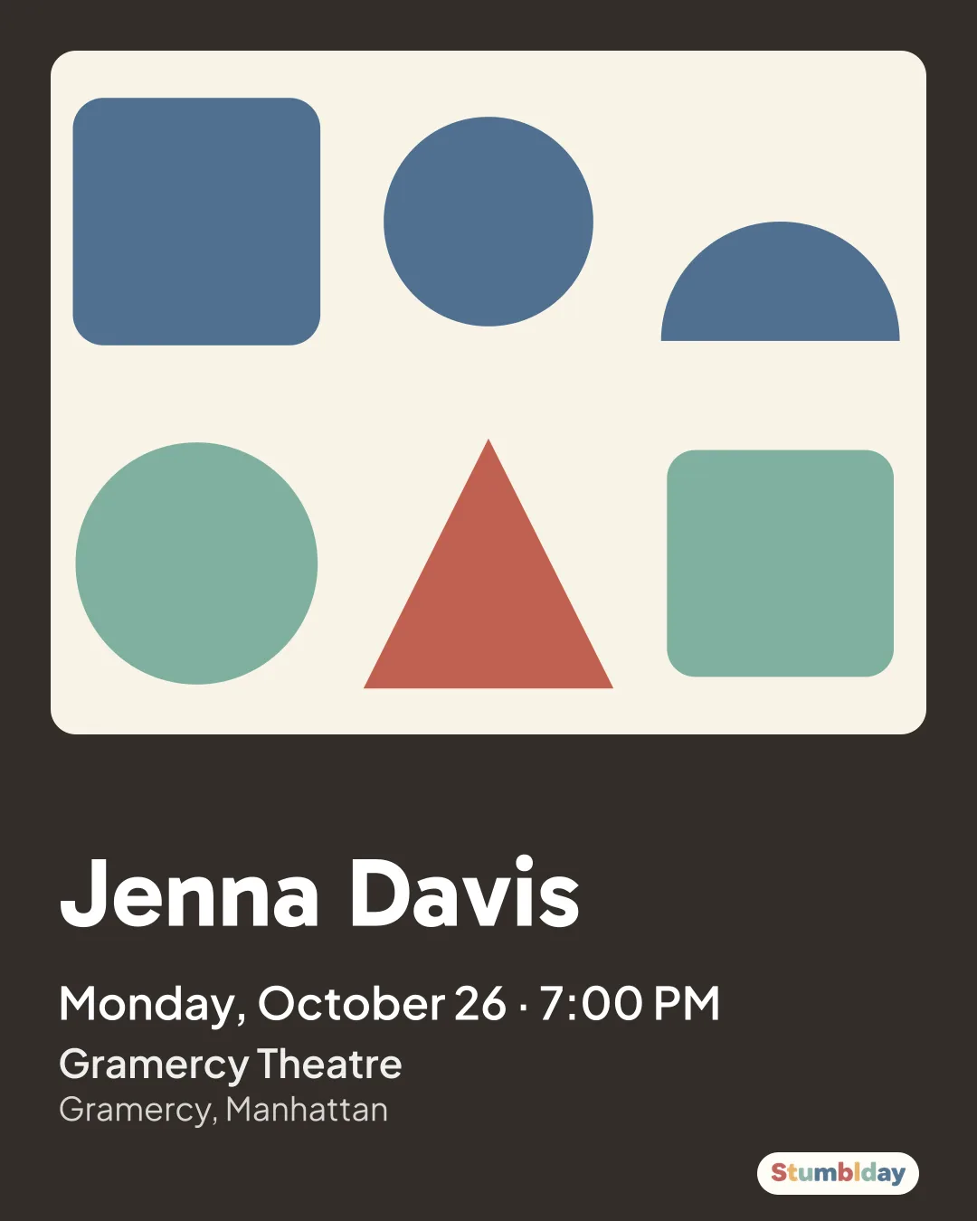 Flyer for Jenna Davis: Monday, October 26 · 7:00 PM at Gramercy Theatre