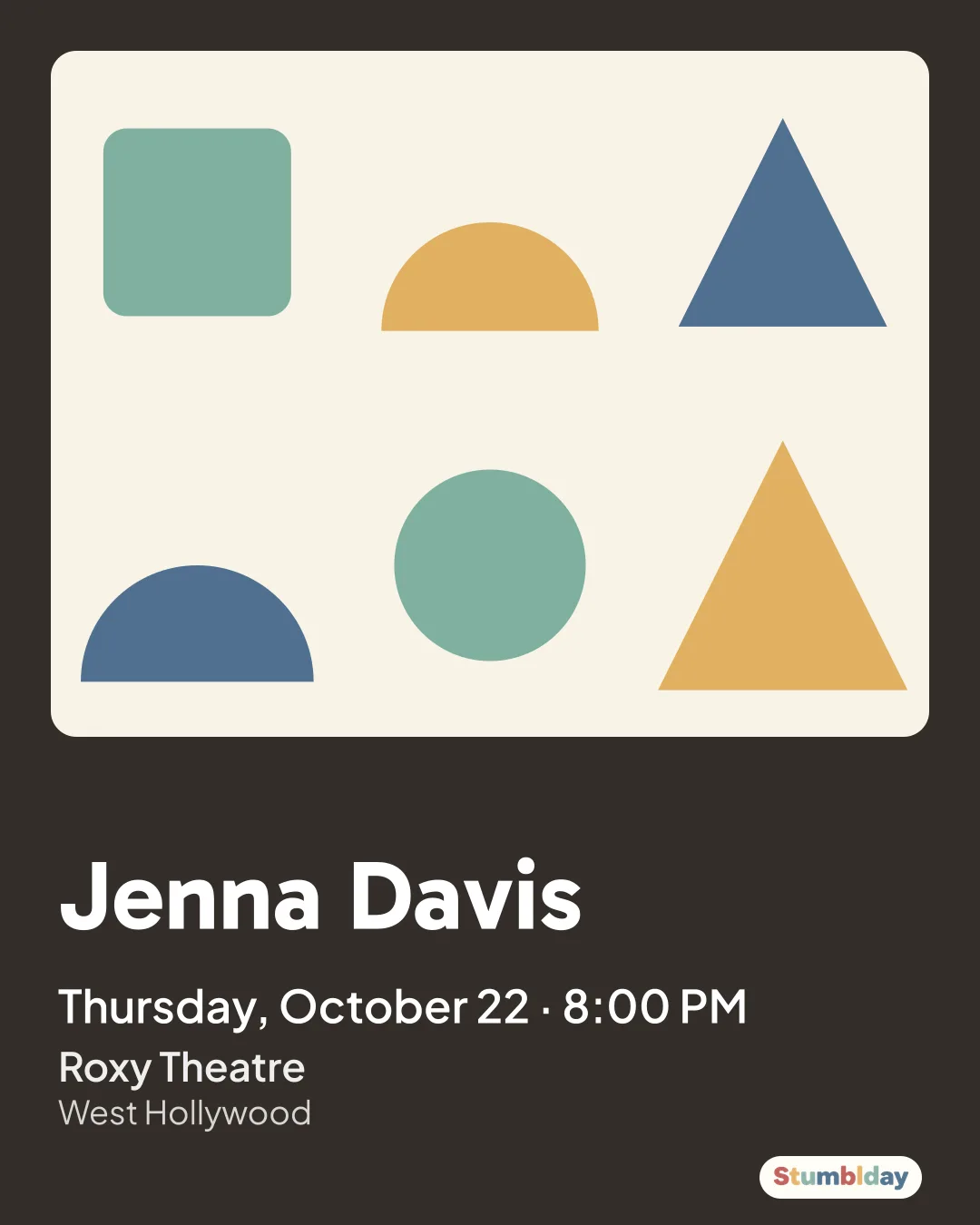 Flyer for Jenna Davis: Thursday, October 22 · 8:00 PM at Roxy Theatre