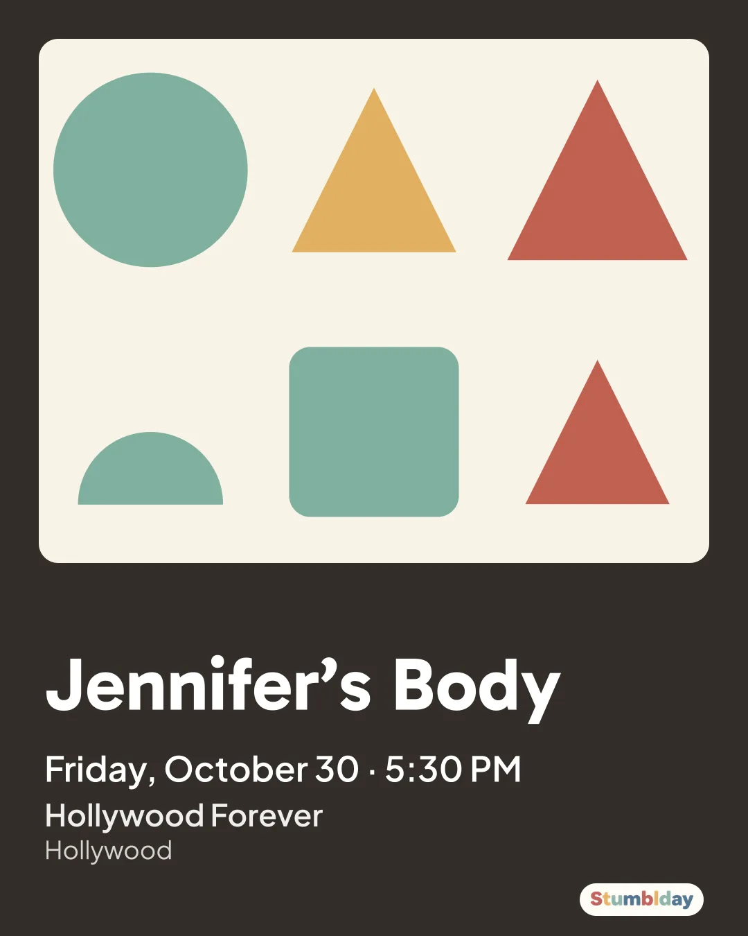 Flyer for Jennifer’s Body: Friday, October 30 · 5:30 PM at Hollywood Forever
