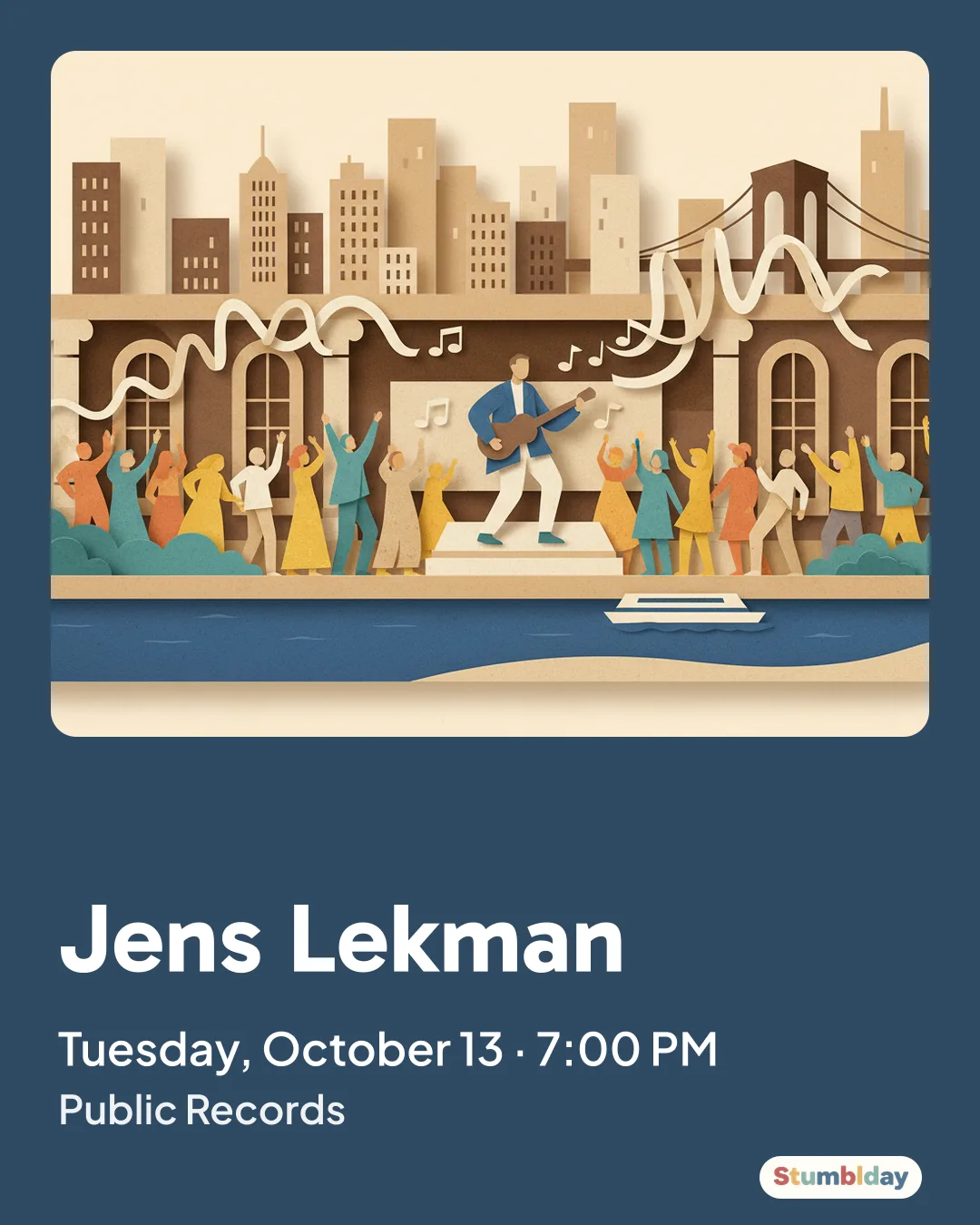 Flyer for Jens Lekman: Tuesday, October 13 · 7:00 PM at Public Records