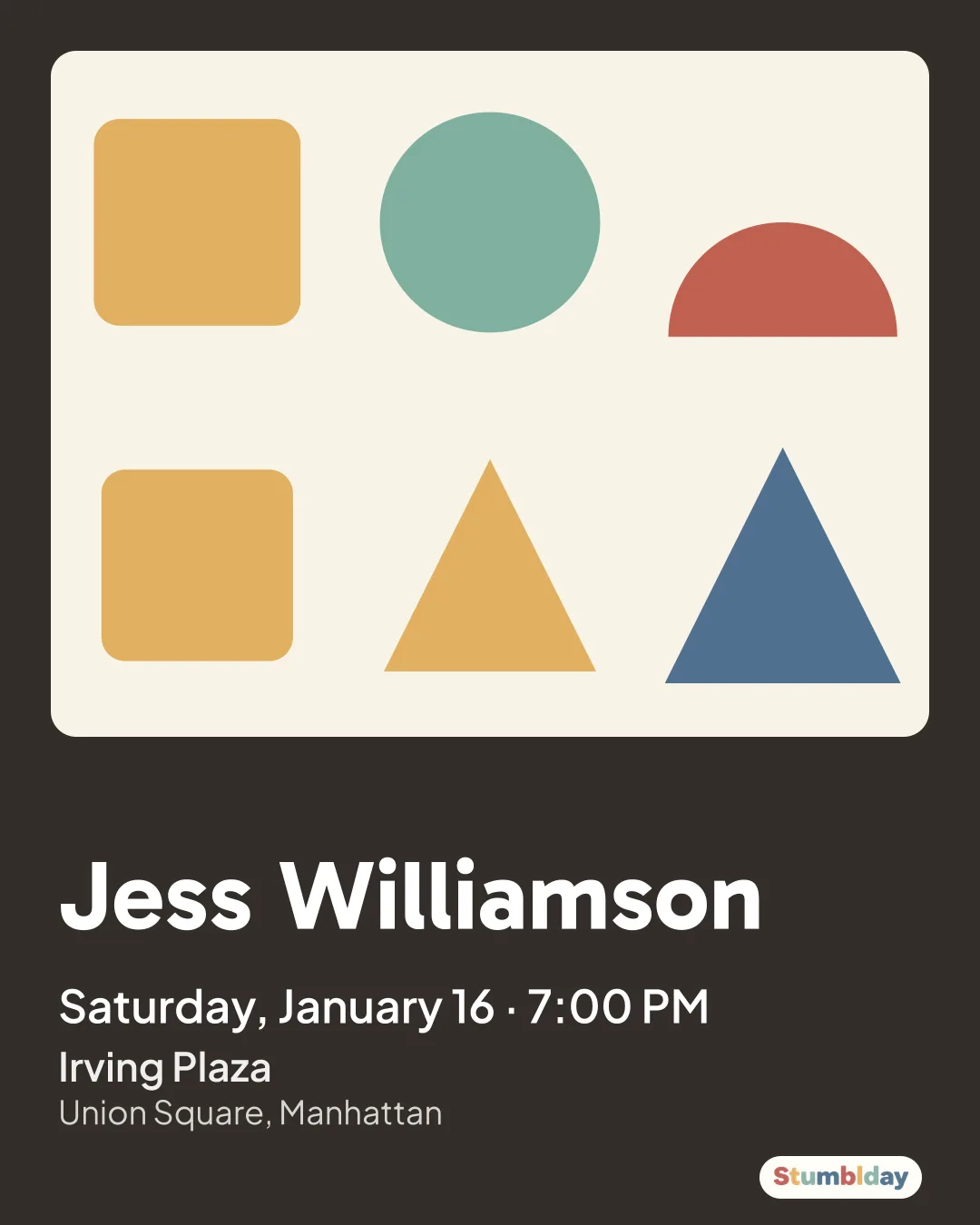 Flyer for Jess Williamson: Saturday, January 16 · 7:00 PM at Irving Plaza