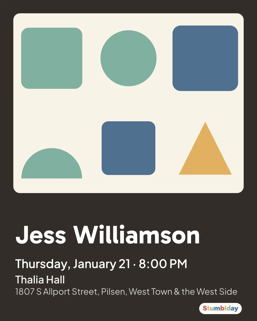 Flyer for Jess Williamson: Thursday, January 21 · 8:00 PM at Thalia Hall