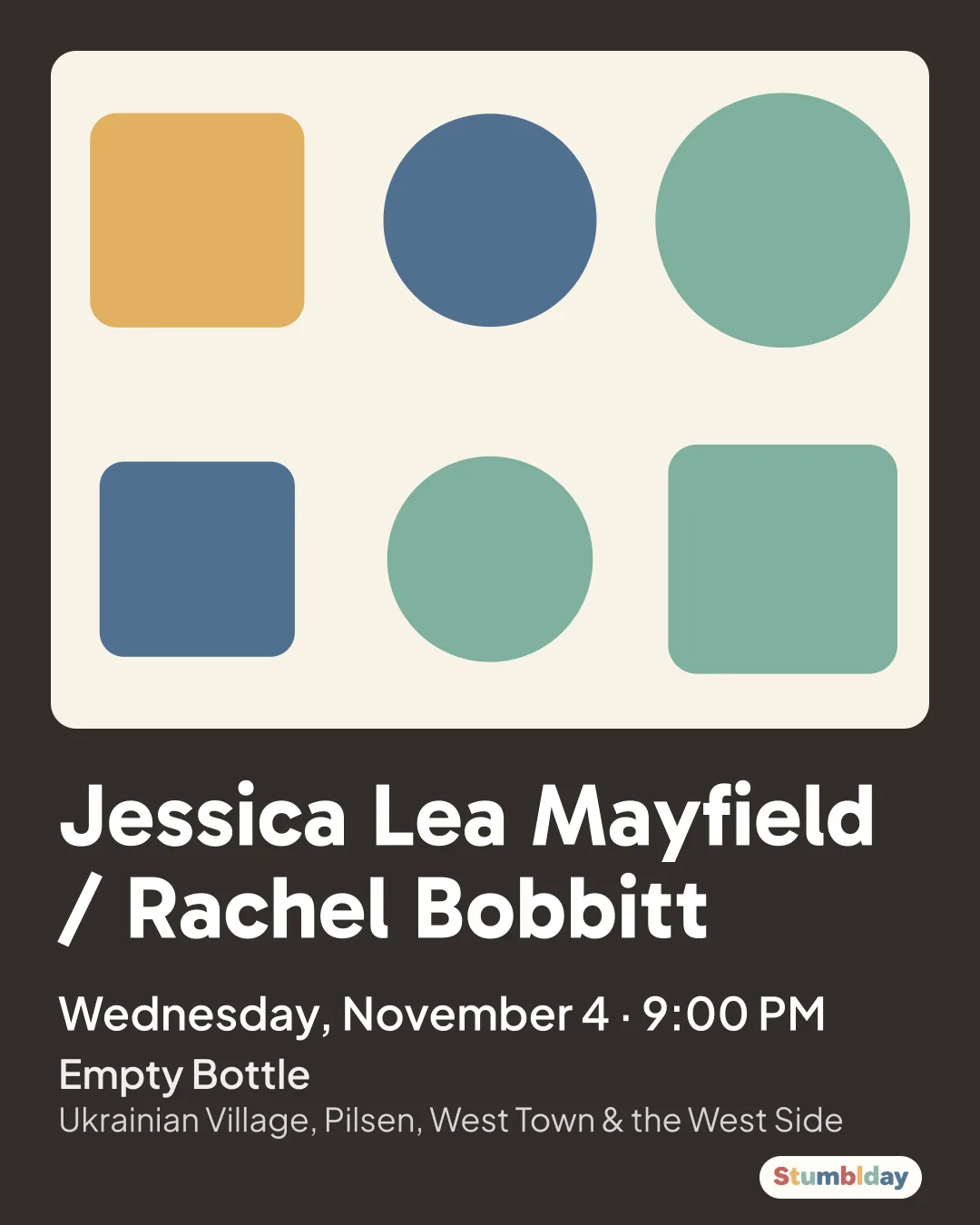 Flyer for Jessica Lea Mayfield / Rachel Bobbitt: Wednesday, November 4 · 9:00 PM at Empty Bottle