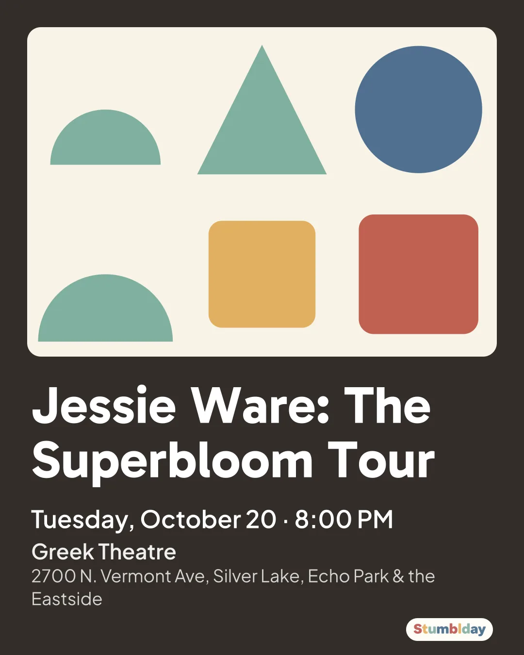 Flyer for Jessie Ware: The Superbloom Tour: Tuesday, October 20 · 8:00 PM at Greek Theatre