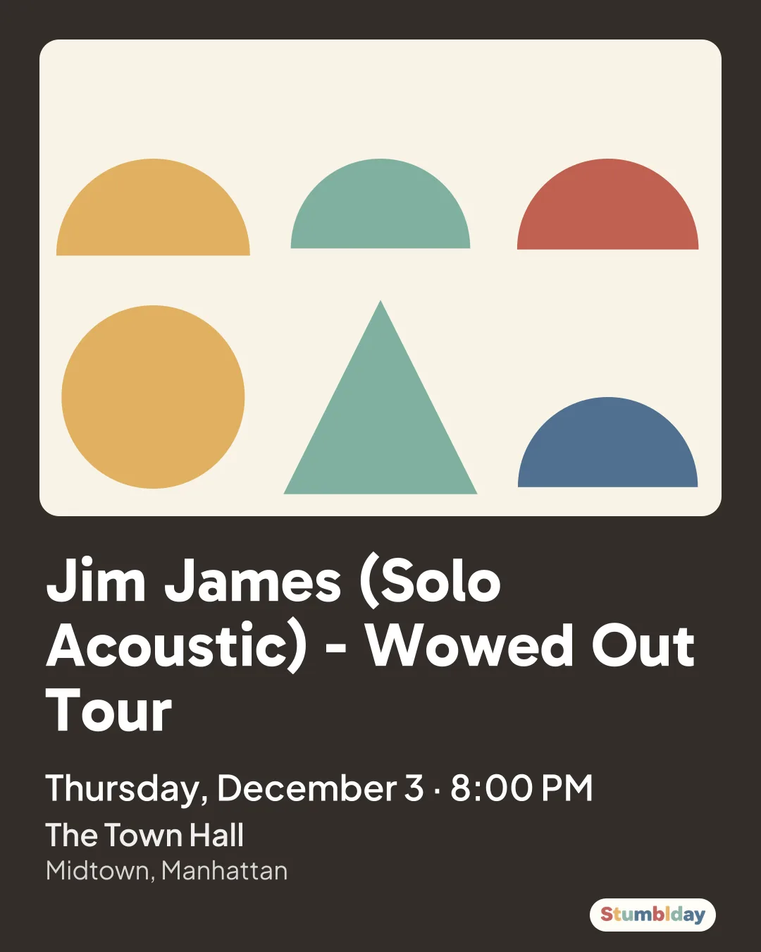 Flyer for Jim James (Solo Acoustic) - Wowed Out Tour: Thursday, December 3 · 8:00 PM at The Town Hall