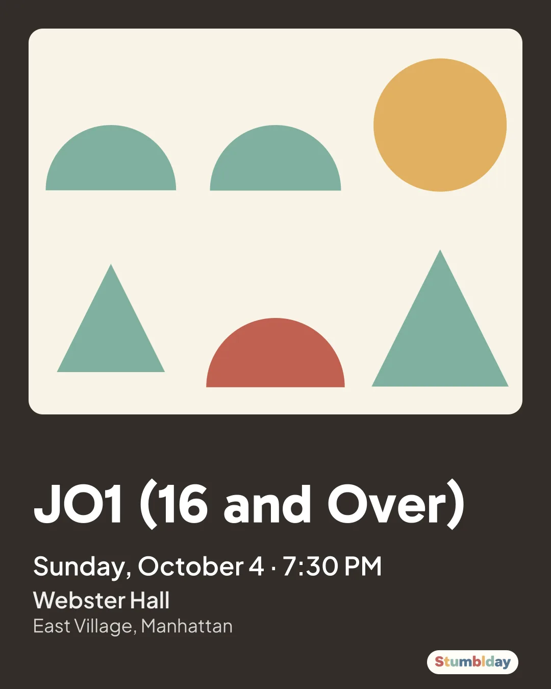 Flyer for JO1 (16 and Over): Sunday, October 4 · 7:30 PM at Webster Hall