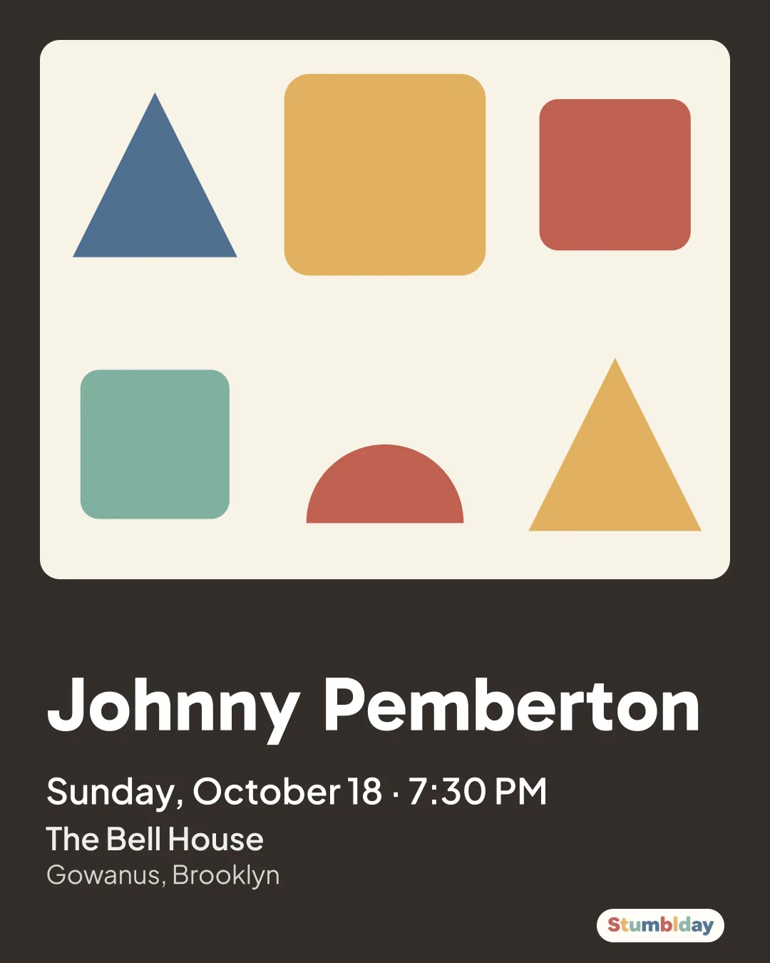 Flyer for Johnny Pemberton: Sunday, October 18 · 7:30 PM at The Bell House