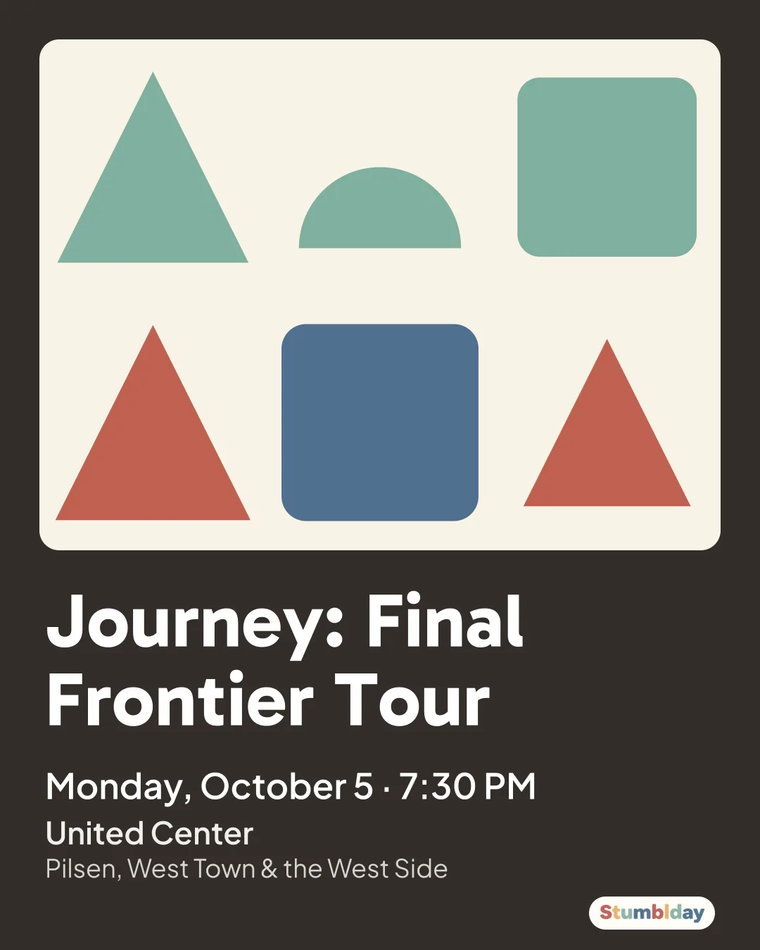 Flyer for Journey: Final Frontier Tour: Monday, October 5 · 7:30 PM at United Center