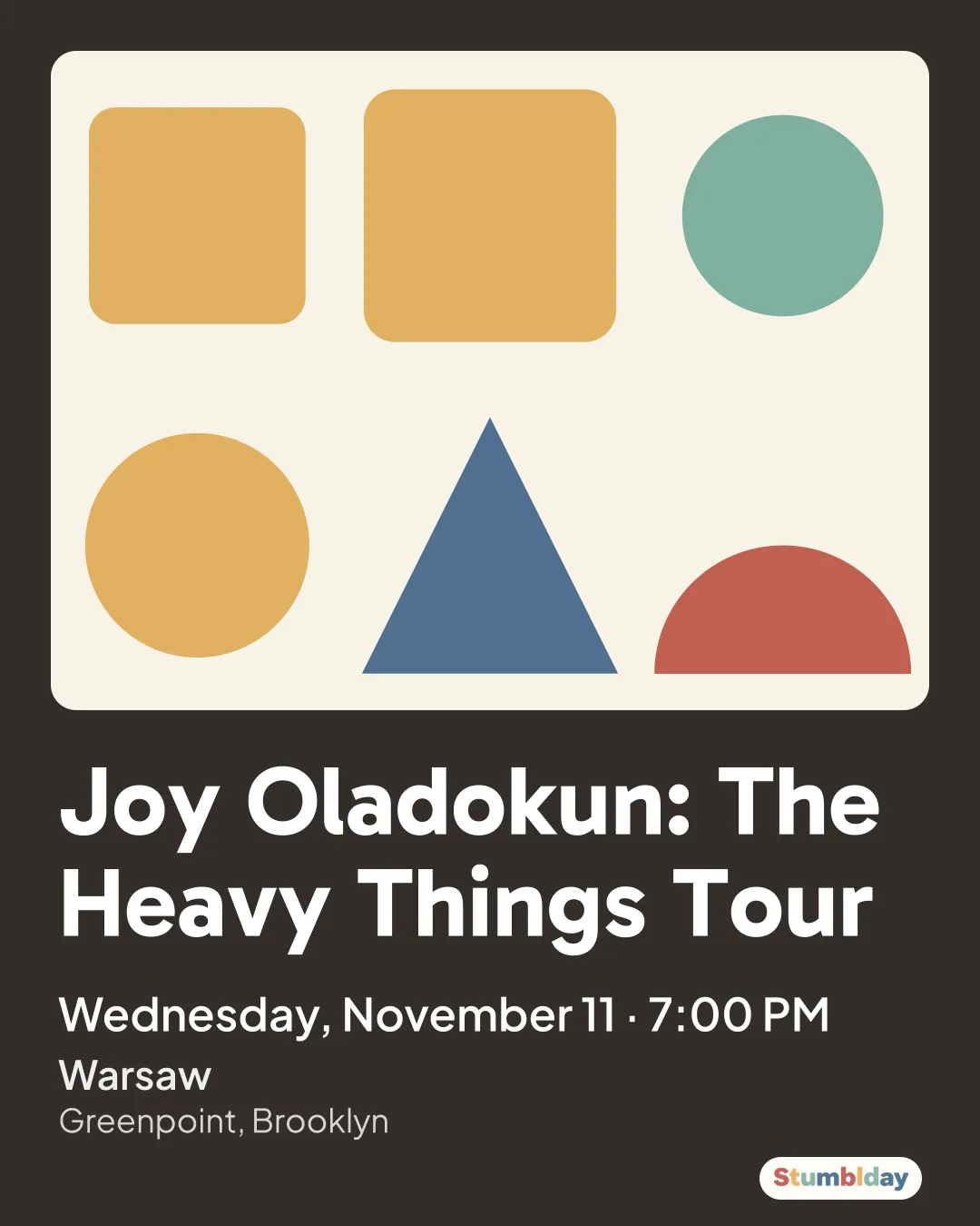 Flyer for Joy Oladokun: The Heavy Things Tour: Wednesday, November 11 · 7:00 PM at Warsaw