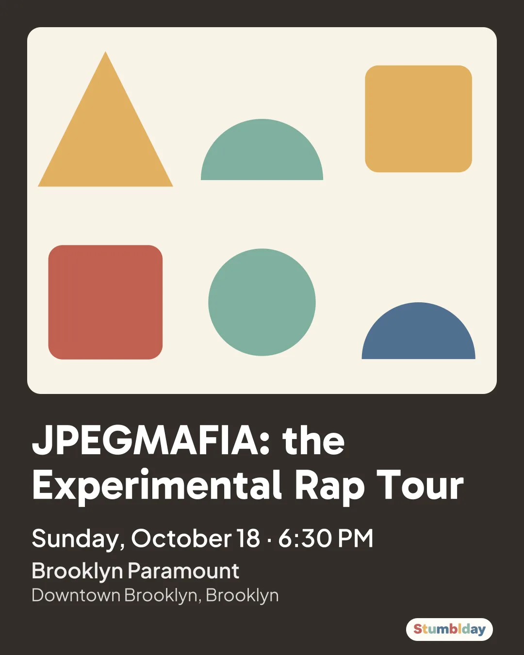Flyer for JPEGMAFIA: the Experimental Rap Tour: Sunday, October 18 · 6:30 PM at Brooklyn Paramount