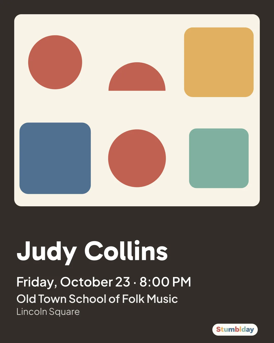 Flyer for Judy Collins: Friday, October 23 · 8:00 PM at Old Town School of Folk Music