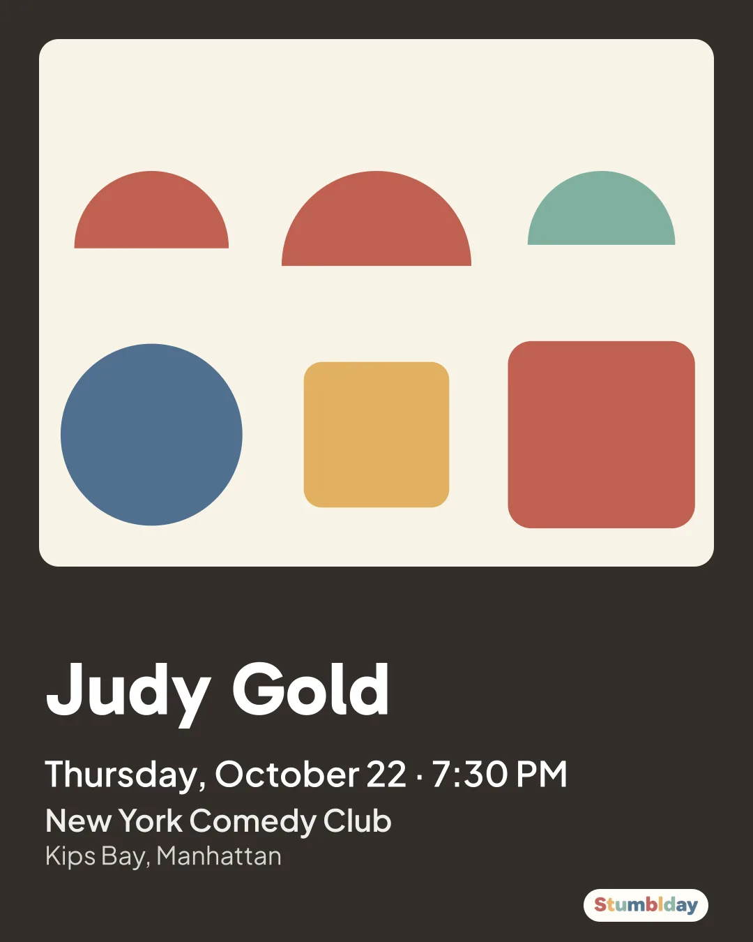 Flyer for Judy Gold: Thursday, October 22 · 7:30 PM at New York Comedy Club