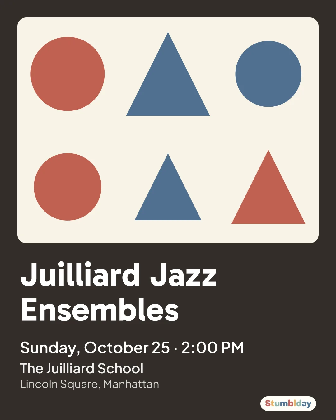 Flyer for Juilliard Jazz Ensembles: Sunday, October 25 · 2:00 PM at The Juilliard School