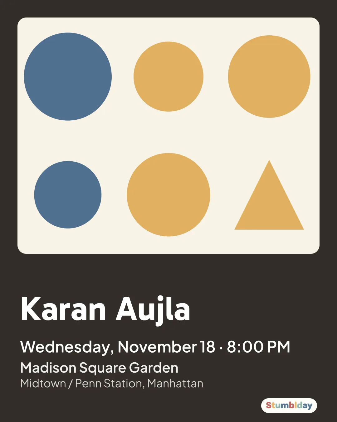 Flyer for Karan Aujla: Wednesday, November 18 · 8:00 PM at Madison Square Garden