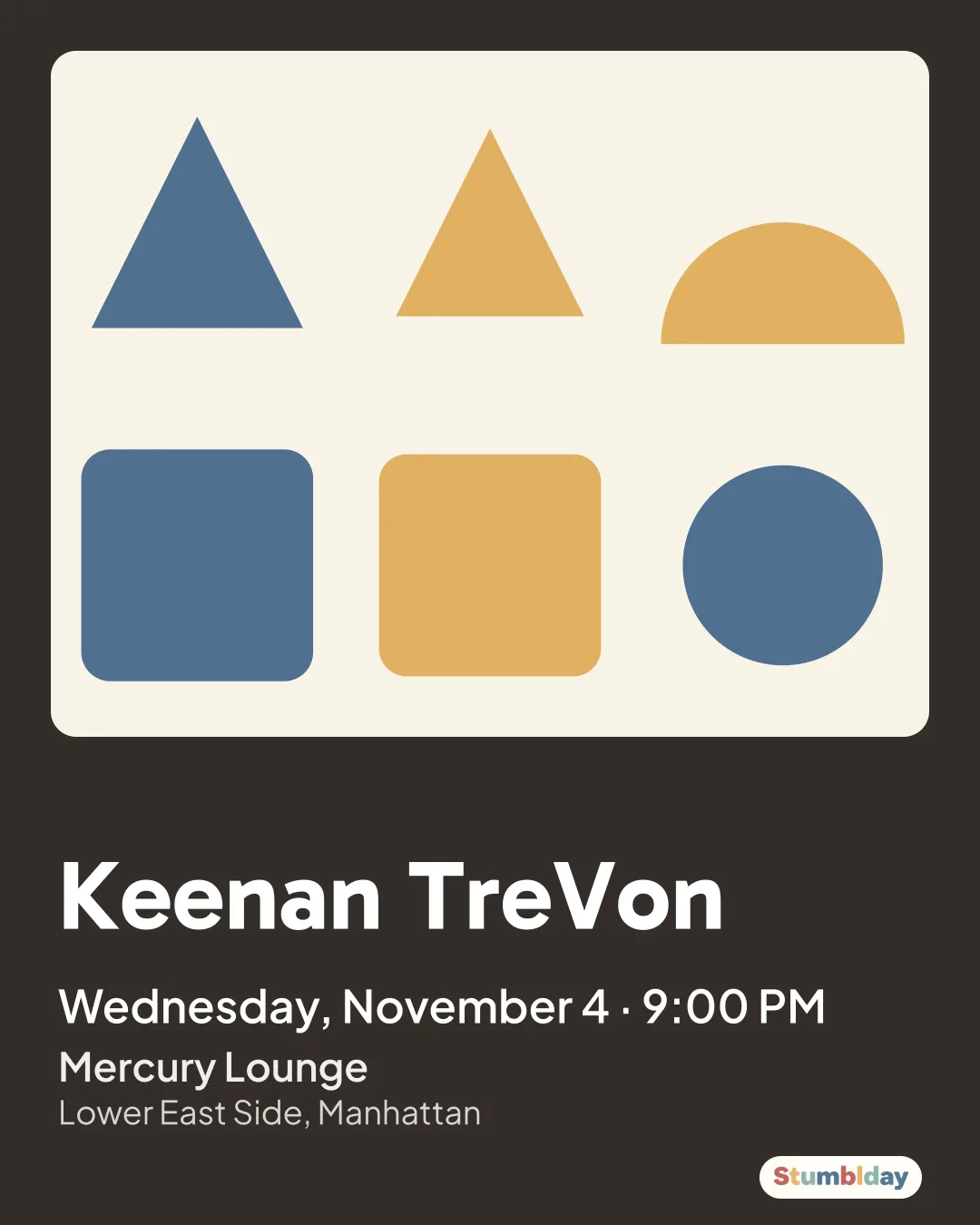 Flyer for Keenan TreVon: Wednesday, November 4 · 9:00 PM at Mercury Lounge