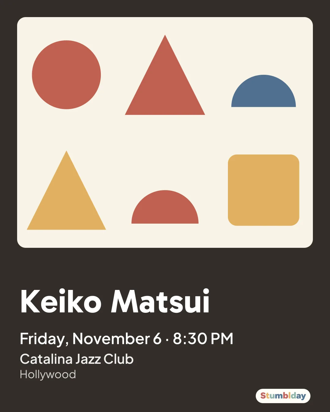 Flyer for Keiko Matsui: Friday, November 6 · 8:30 PM at Catalina Jazz Club