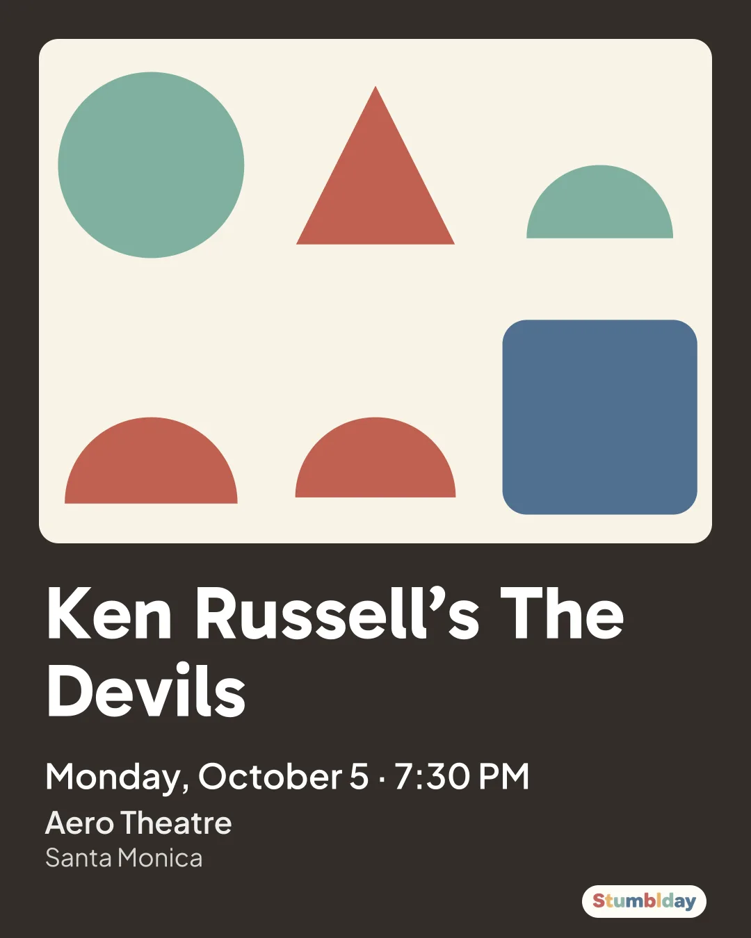 Flyer for Ken Russell’s The Devils: Monday, October 5 · 7:30 PM at Aero Theatre