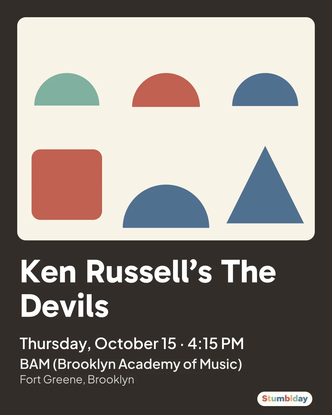 Flyer for Ken Russell’s The Devils: Thursday, October 15 · 4:15 PM at BAM (Brooklyn Academy of Music)