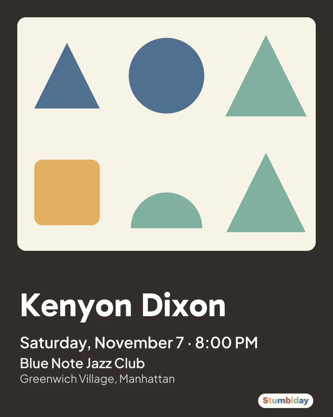 Flyer for Kenyon Dixon: Saturday, November 7 · 8:00 PM at Blue Note Jazz Club