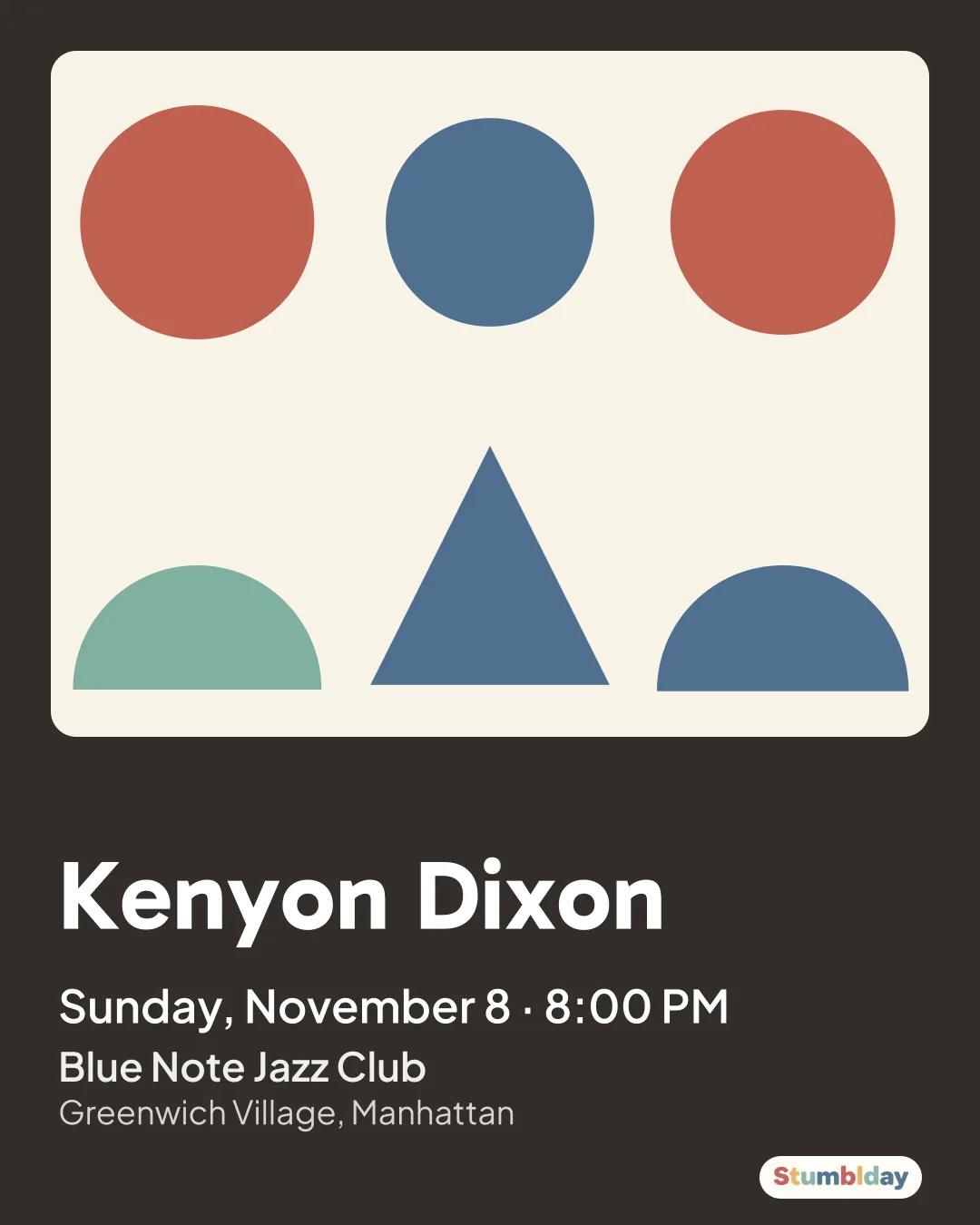 Flyer for Kenyon Dixon: Sunday, November 8 · 8:00 PM at Blue Note Jazz Club