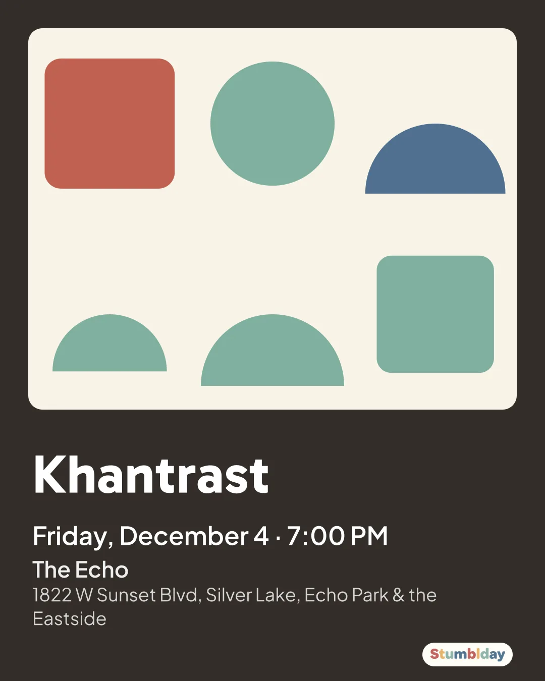 Flyer for Khantrast: Friday, December 4 · 7:00 PM at The Echo
