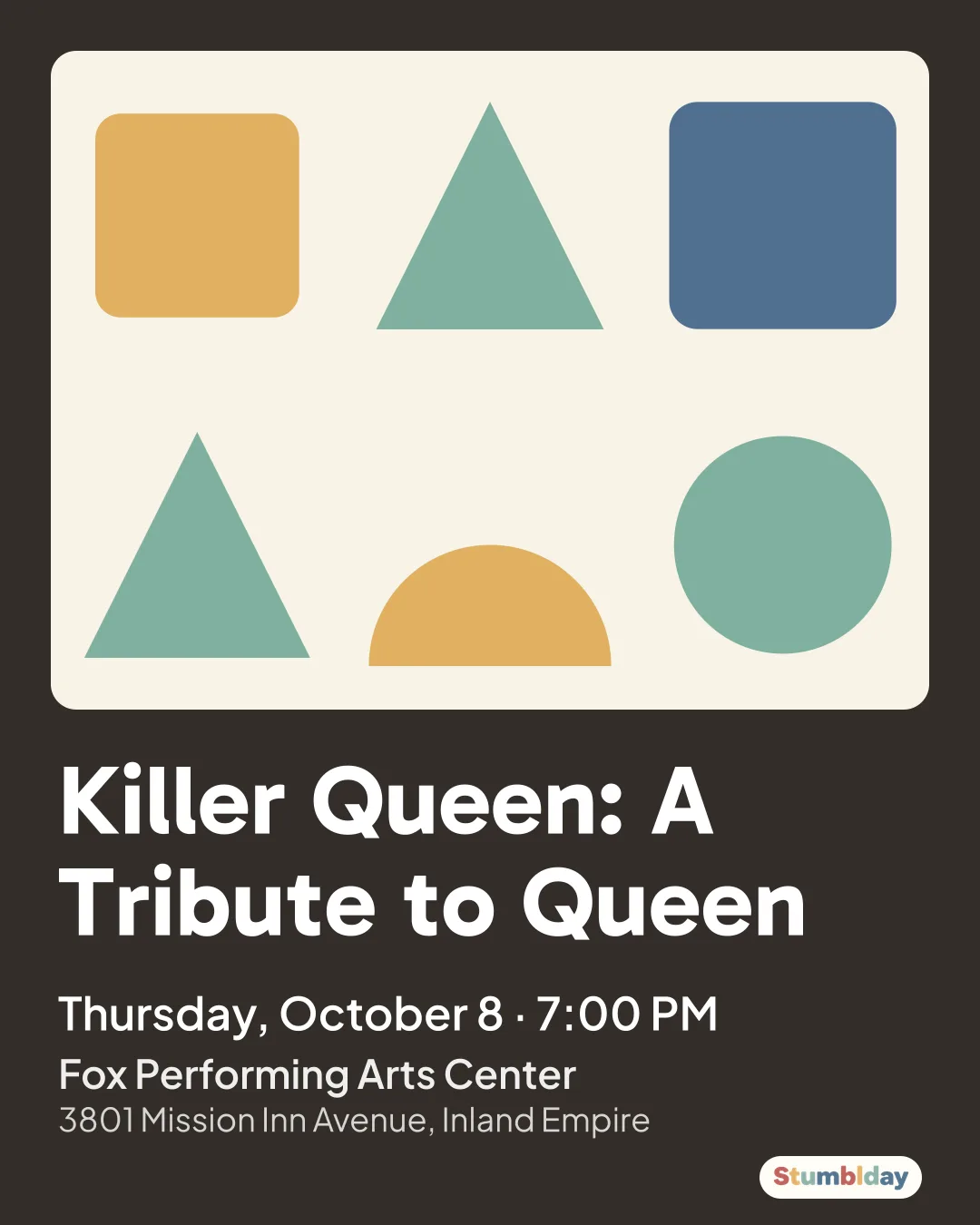 Flyer for Killer Queen: A Tribute to Queen: Thursday, October 8 · 7:00 PM at Fox Performing Arts Center