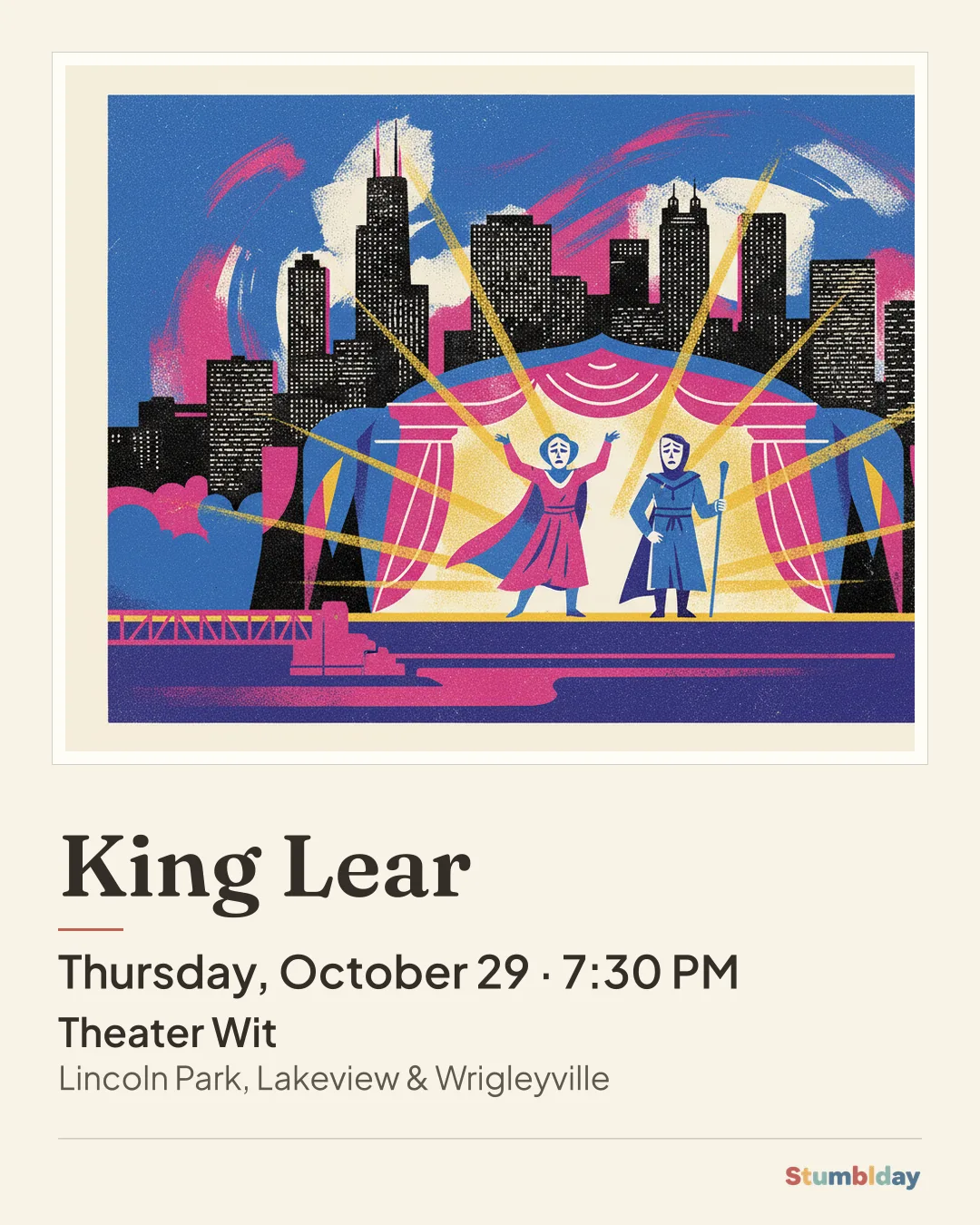 Flyer for King Lear: Thursday, October 29 · 7:30 PM at Theater Wit