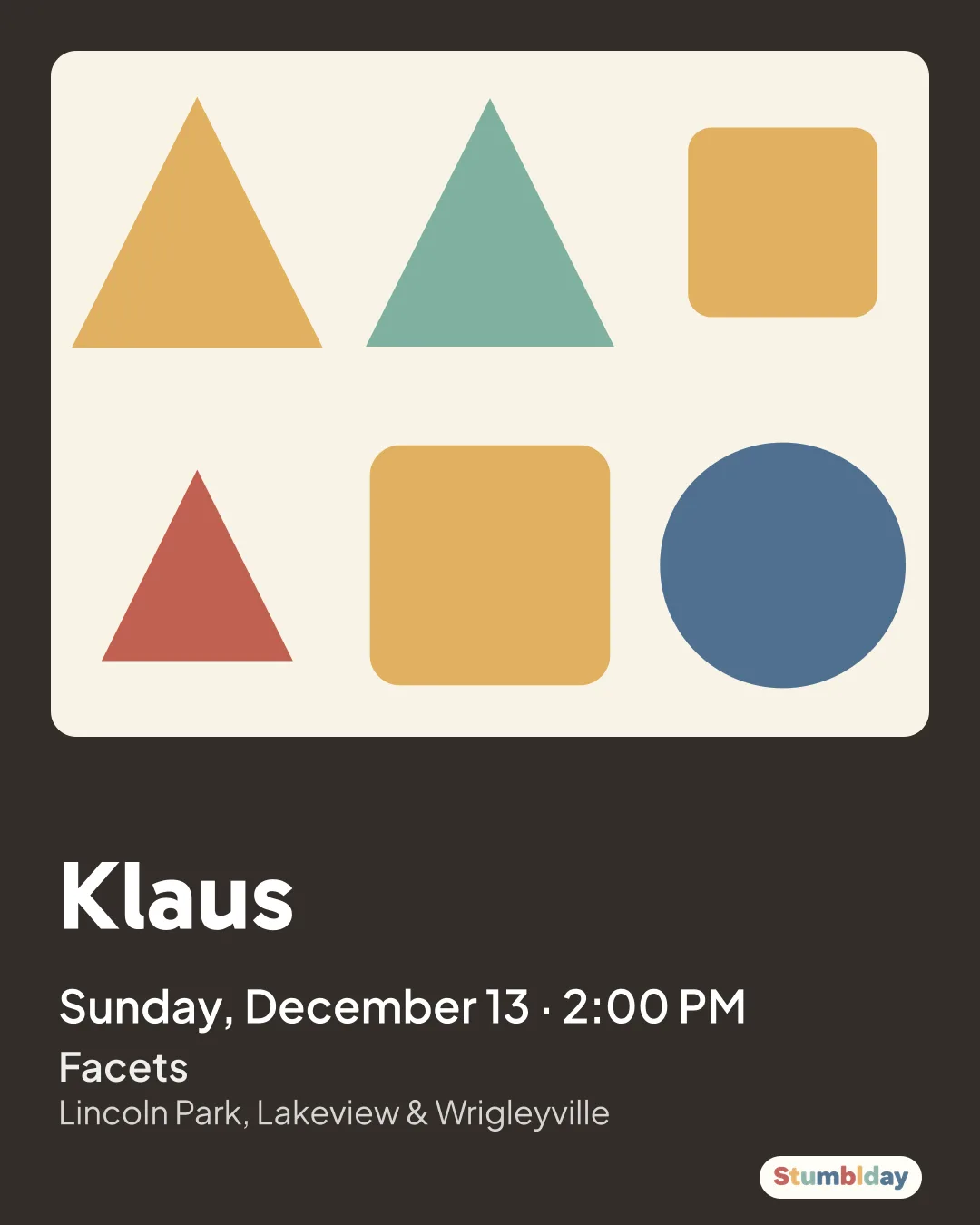 Flyer for Klaus: Sunday, December 13 · 2:00 PM at Facets