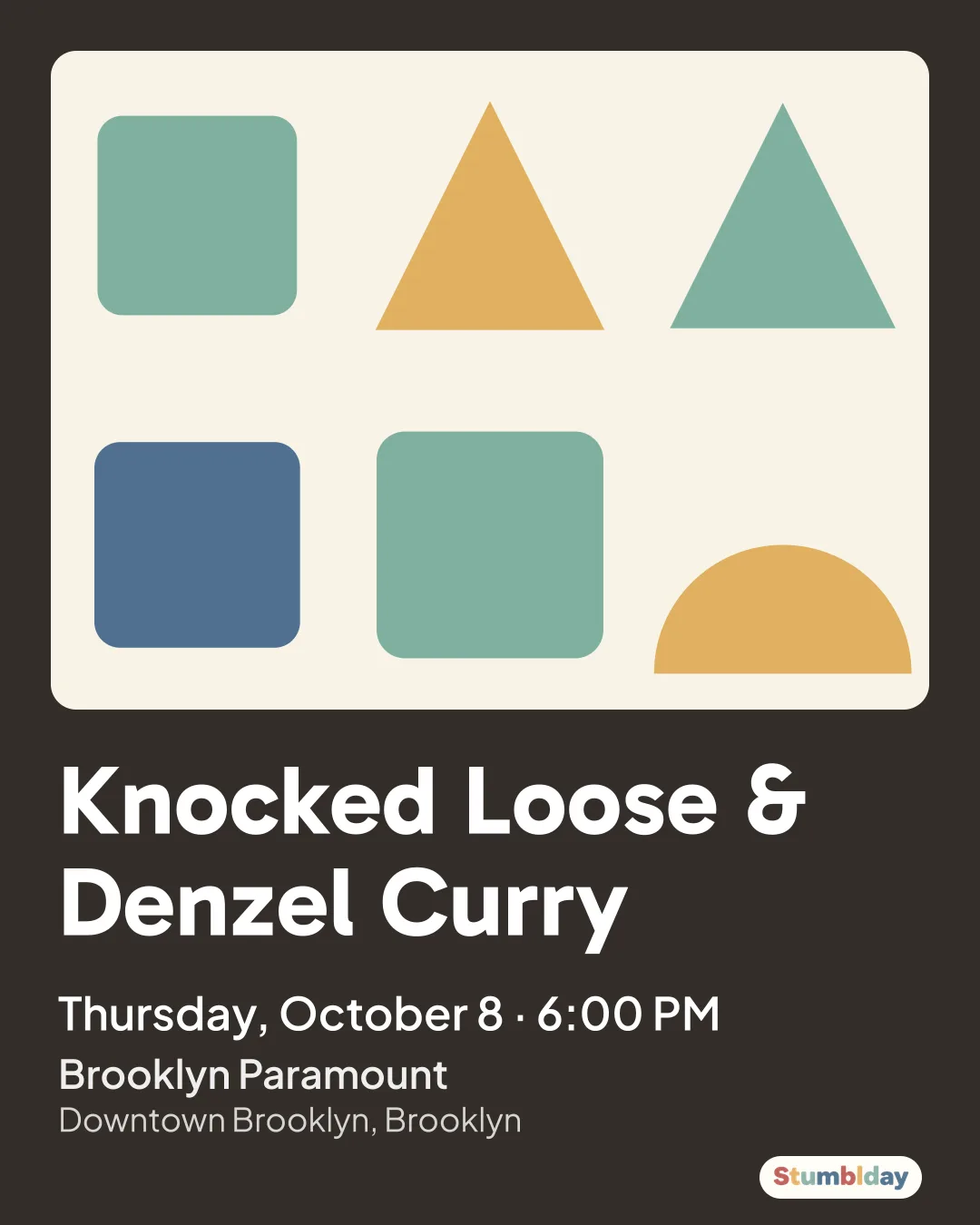 Flyer for Knocked Loose & Denzel Curry: Thursday, October 8 · 6:00 PM at Brooklyn Paramount