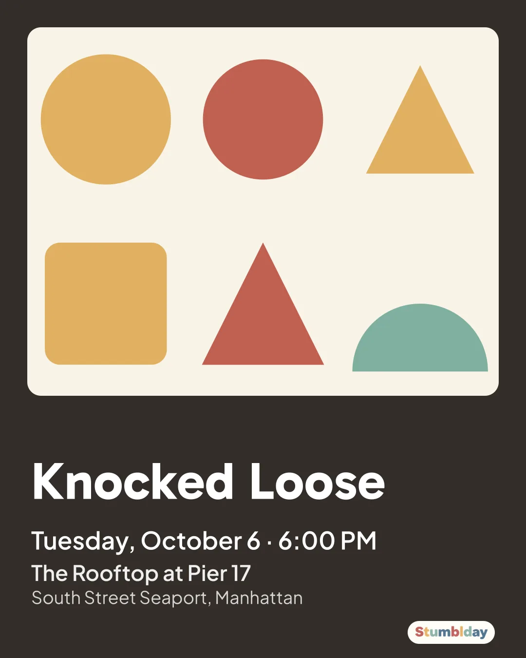 Flyer for Knocked Loose: Tuesday, October 6 · 6:00 PM at The Rooftop at Pier 17