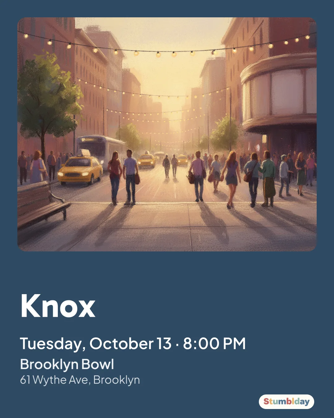 Flyer for Knox: Tuesday, October 13 · 8:00 PM at Brooklyn Bowl
