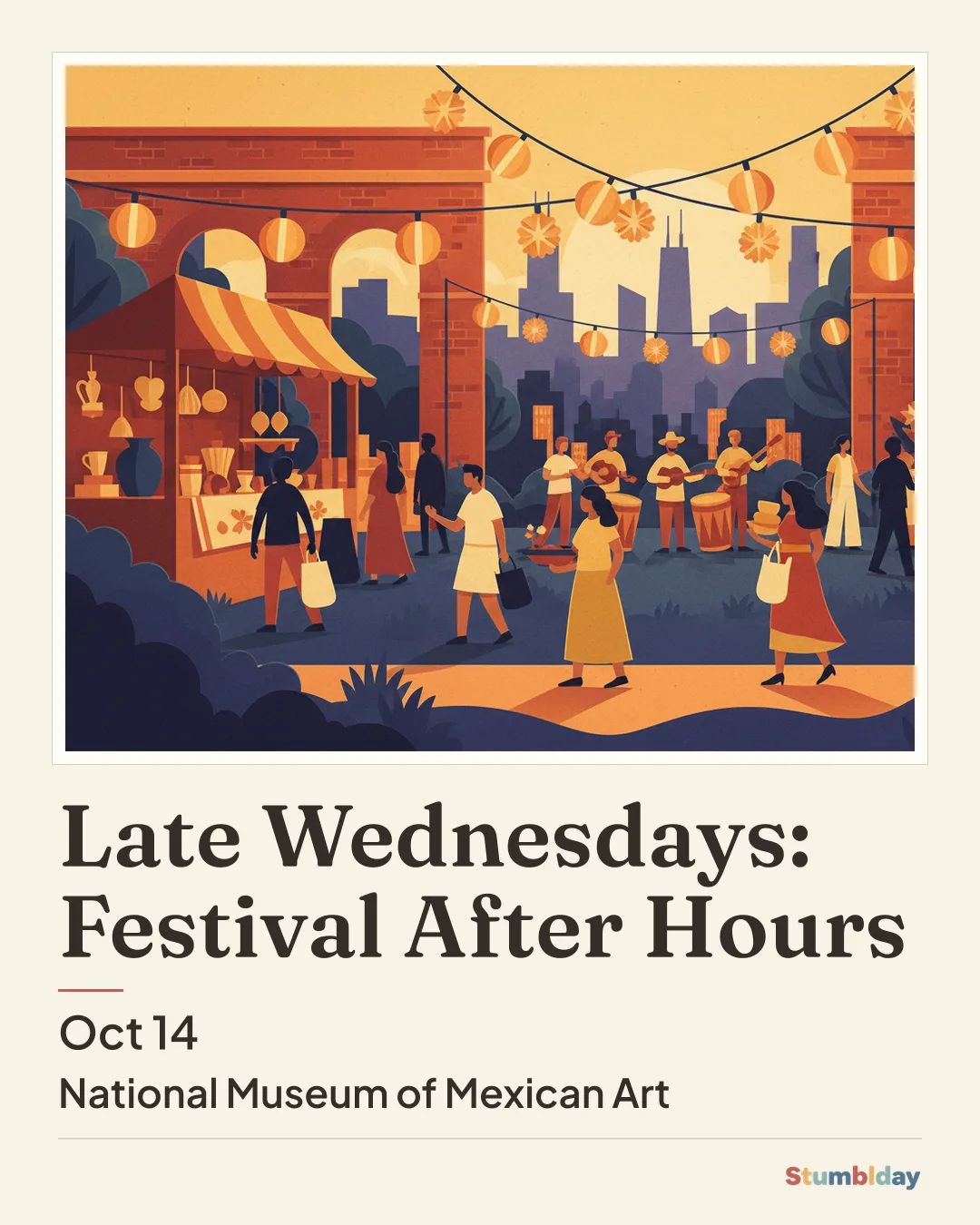 Flyer for Late Wednesdays: Festival After Hours: Wednesday, October 14 · 5:00 PM at National Museum of Mexican Art