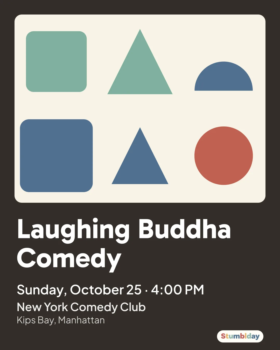 Flyer for Laughing Buddha Comedy: Sunday, October 25 · 4:00 PM at New York Comedy Club