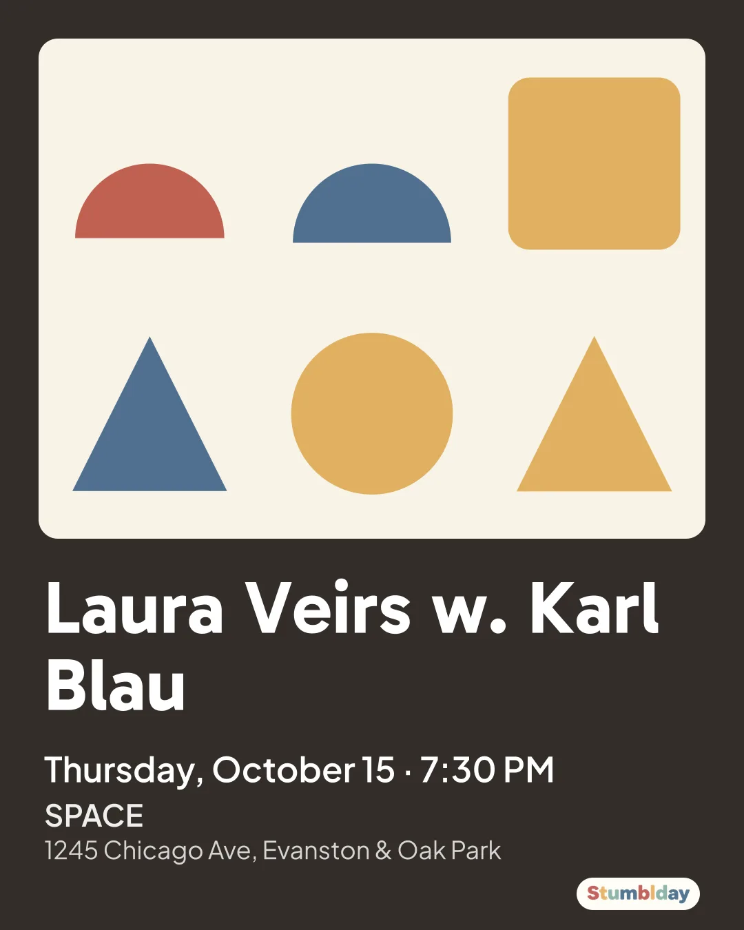 Flyer for Laura Veirs w. Karl Blau: Thursday, October 15 · 7:30 PM at SPACE