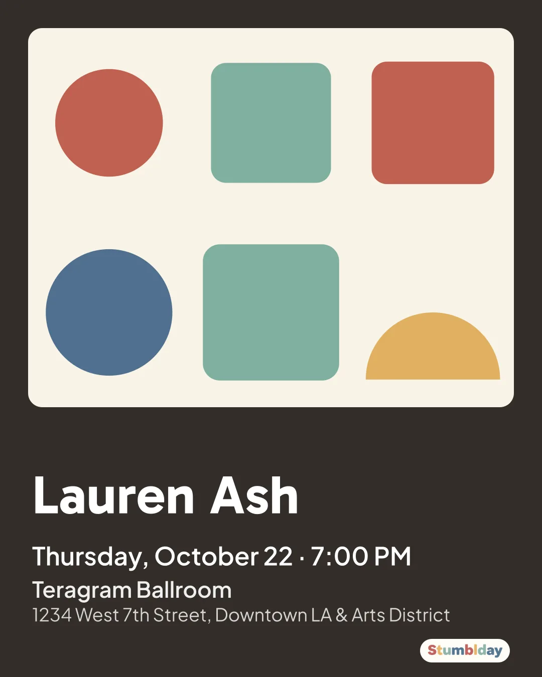 Flyer for Lauren Ash: Thursday, October 22 · 7:00 PM at Teragram Ballroom