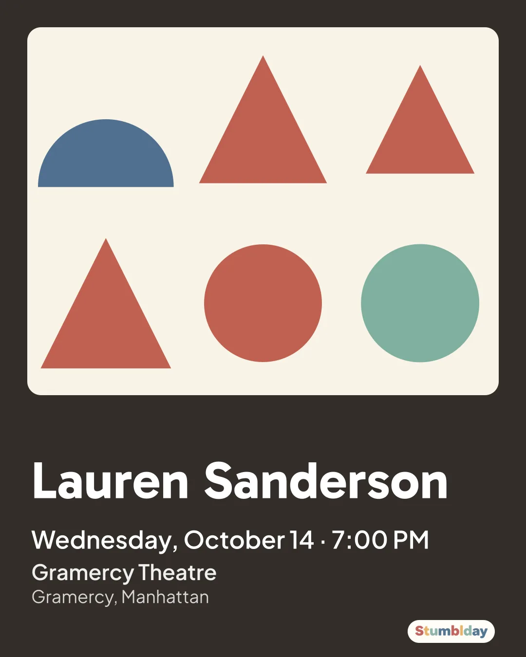 Flyer for Lauren Sanderson: Wednesday, October 14 · 7:00 PM at Gramercy Theatre